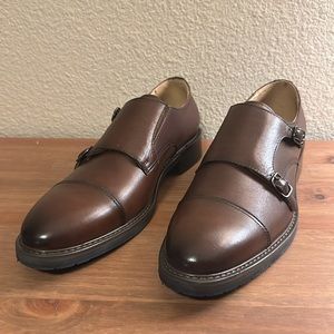 NIB Zanzara catlett brown monk strap shoes